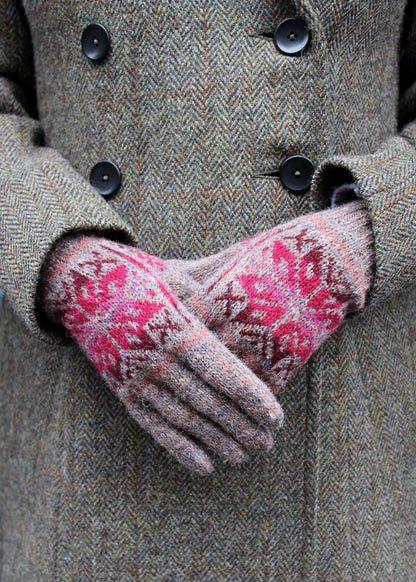 Shetland Fair Isle Gloves Purple