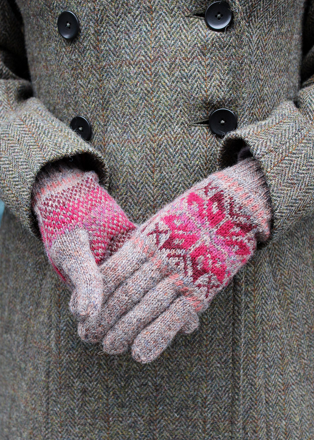 Shetland Fair Isle Gloves Purple