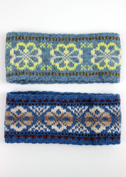 Shetland Fair Isle Knitted Headband Blue