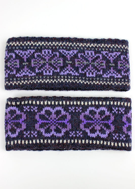 Shetland Fair Isle Knitted Headband Purple