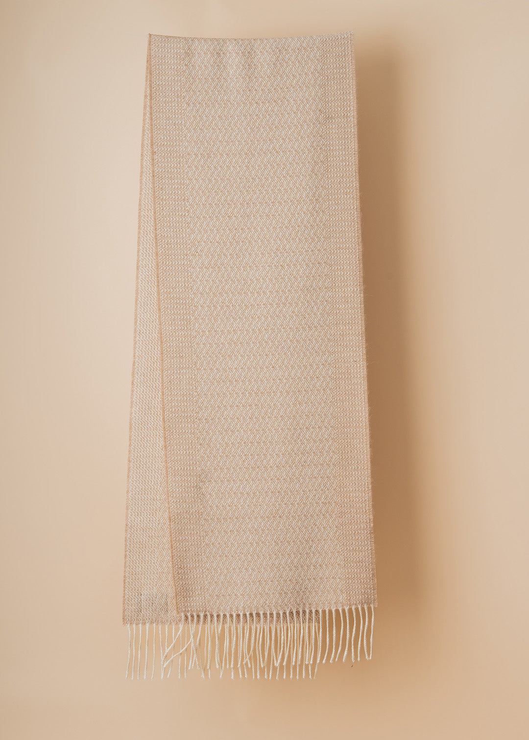 Alpaca scarf in caramel rippling barley.