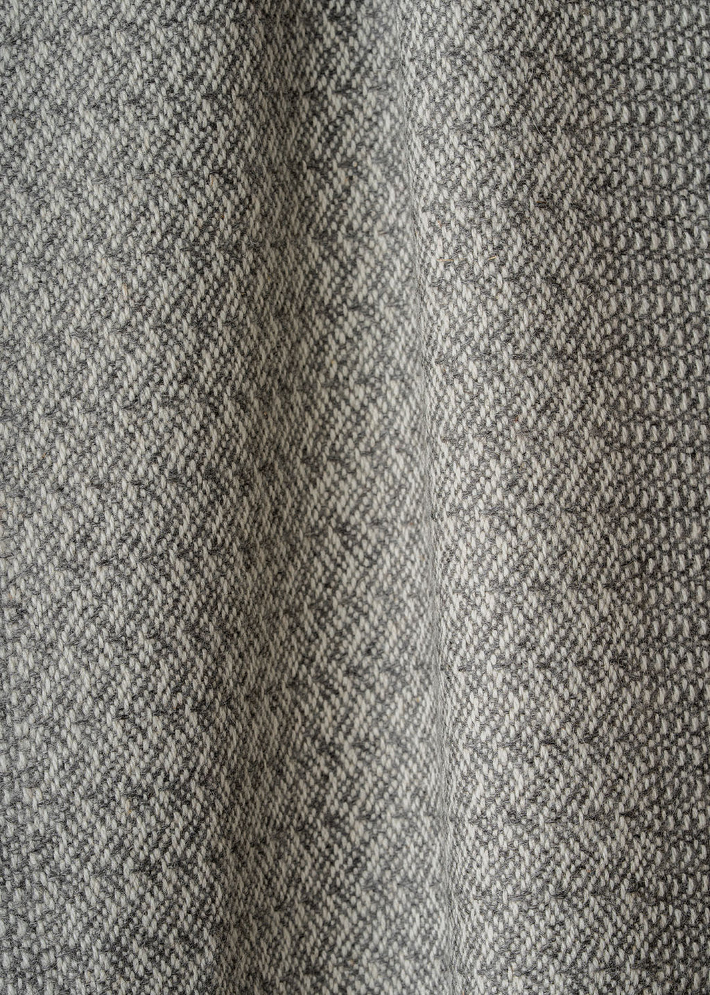Un-dyed alpaca scarf in grey and off-white, woven in a rippling barley design.