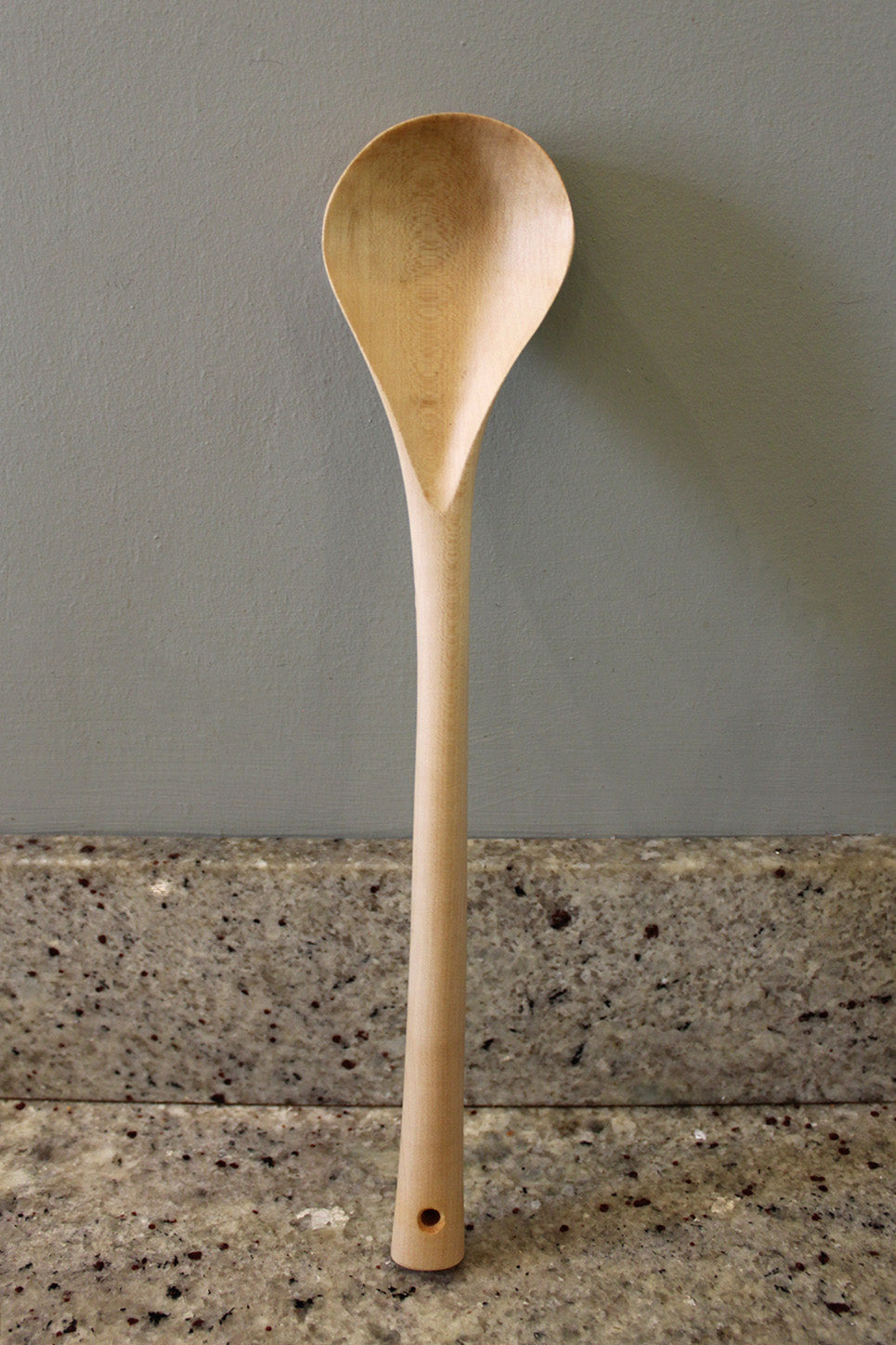 Big stirrer cooking spoon hand carved from Sycamore, in Fife. Scottish Textiles Showcase.