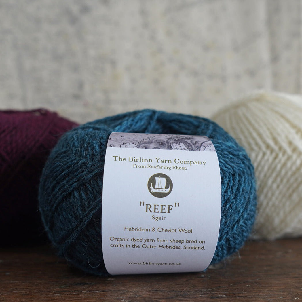 Lambswool yarn  in shade reef, from the outer Hebrides 