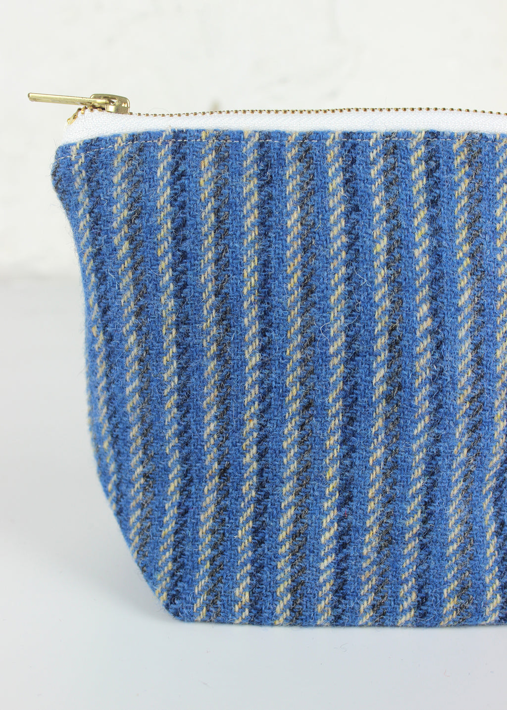 Blue Stripe Harris Tweed Zip Bag Large