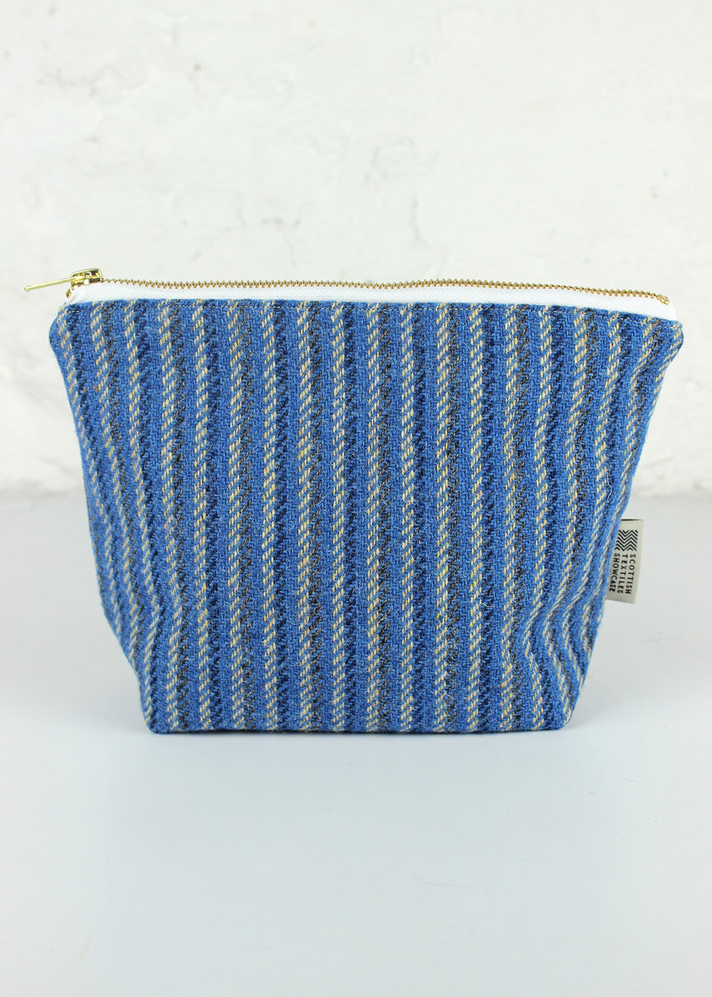 Blue Stripe Harris Tweed Zip Bag Large