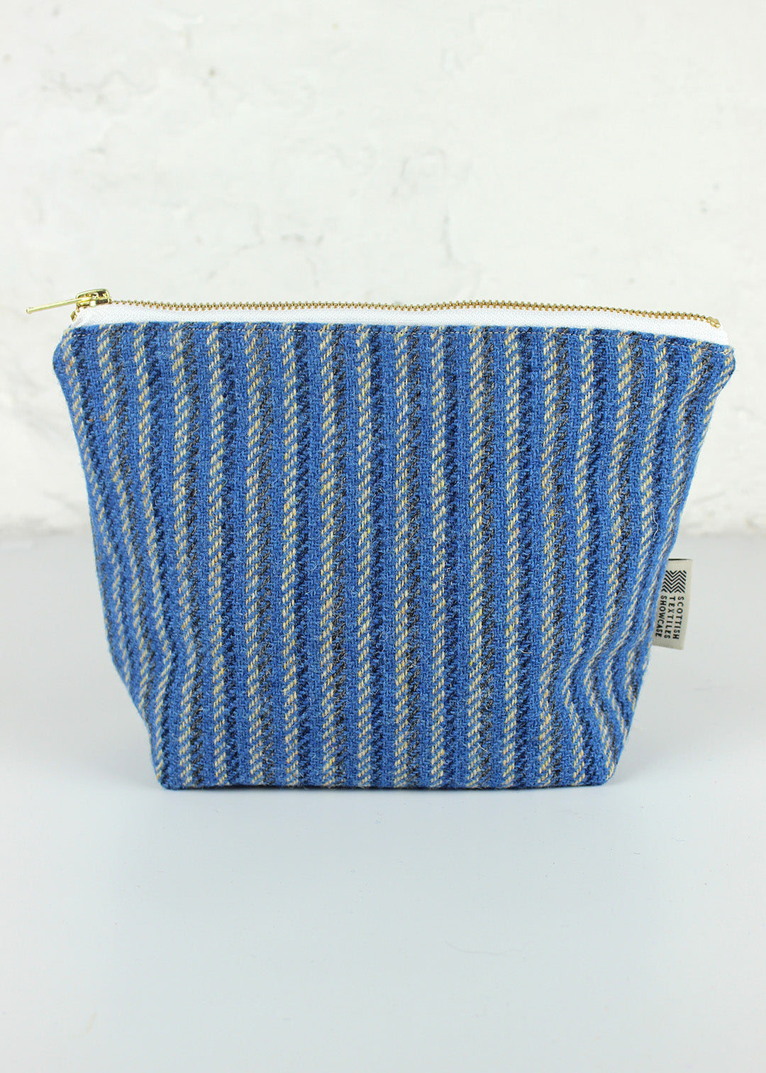 Blue Stripe Harris Tweed Zip Bag Large