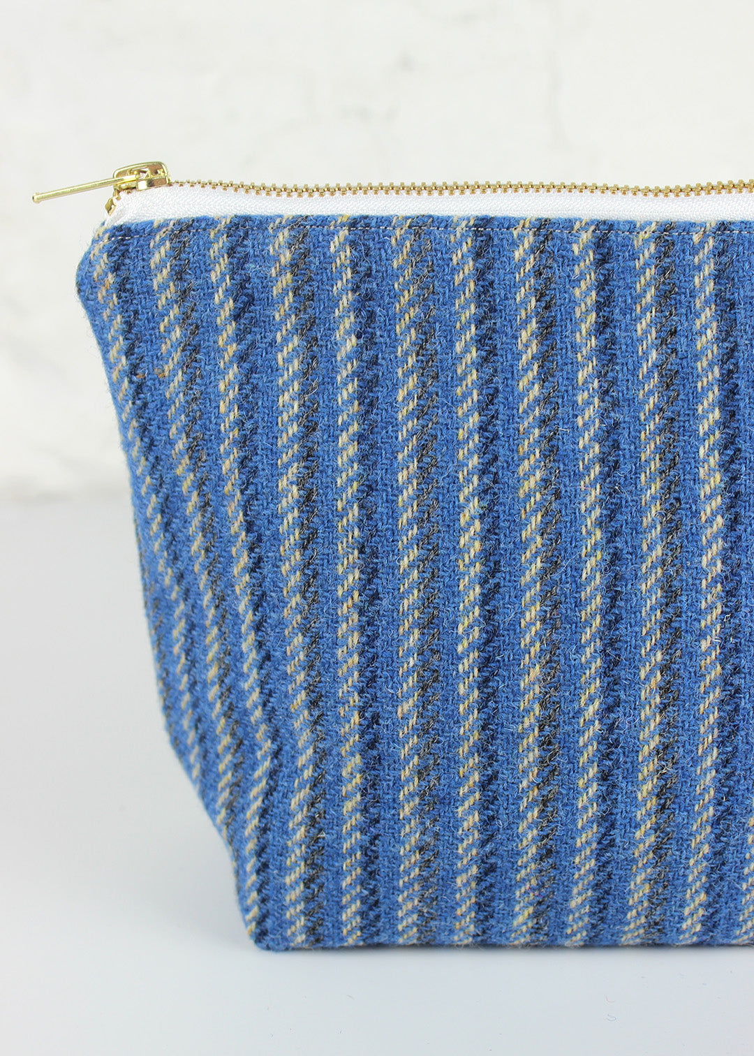Blue Stripe Harris Tweed Zip Bag Small
