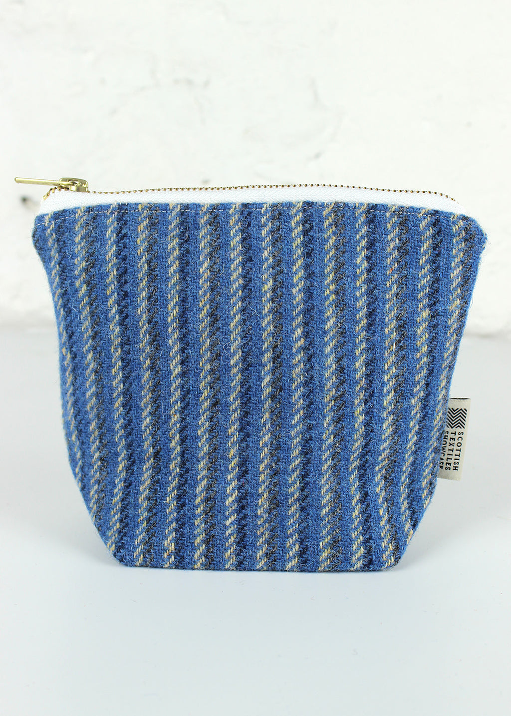 Blue Stripe Harris Tweed Zip Bag Small