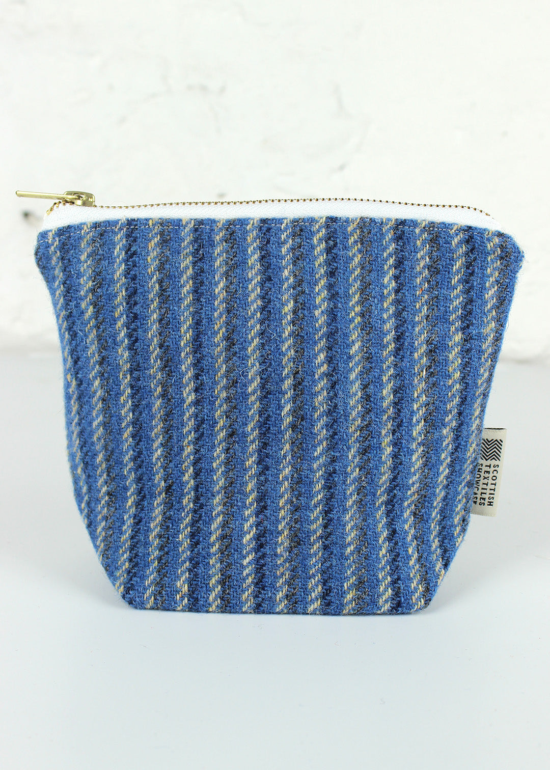 Blue Stripe Harris Tweed Zip Bag Small