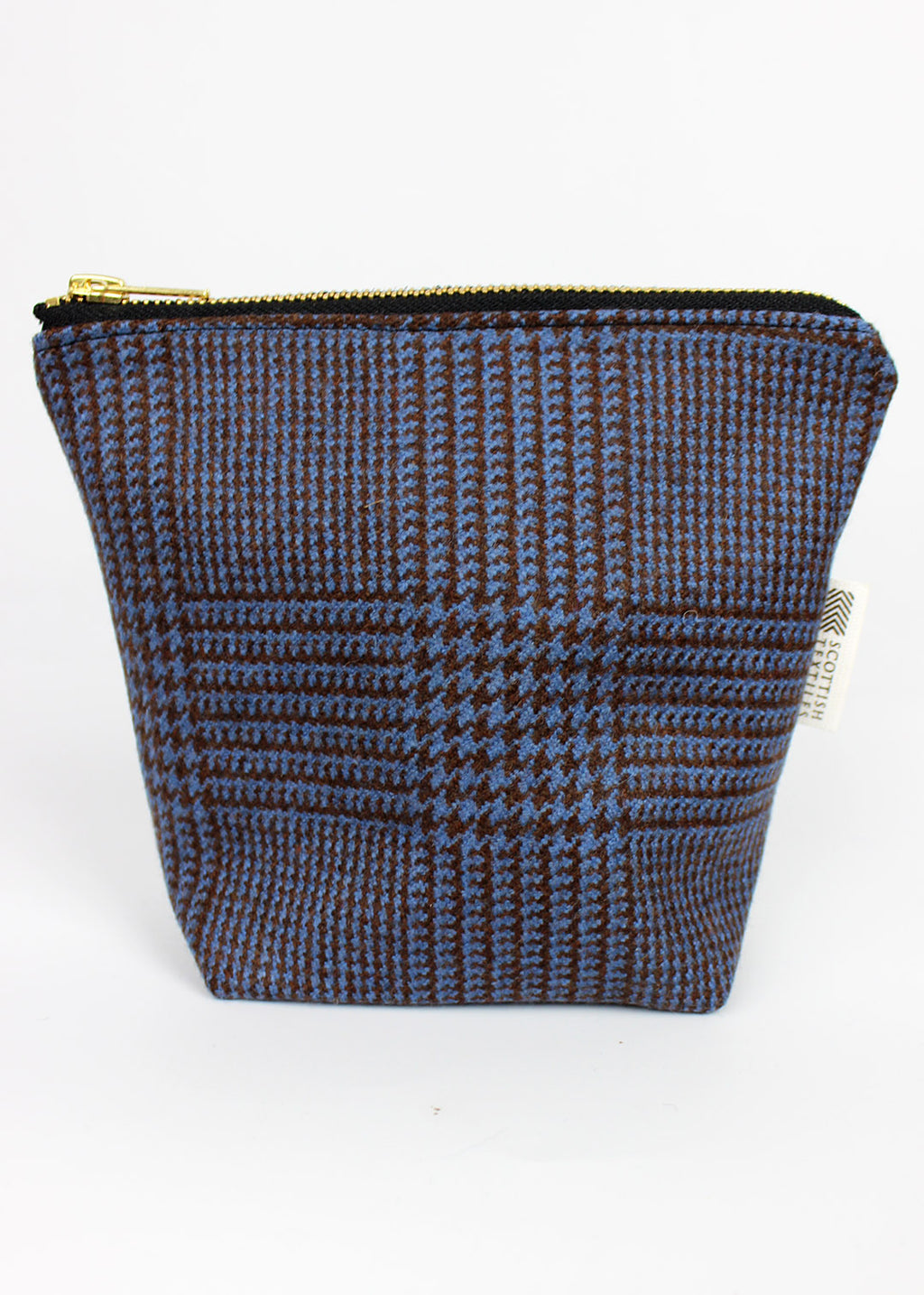 useful multi purpose bag made in store using a beautiful blue and brown tweed
