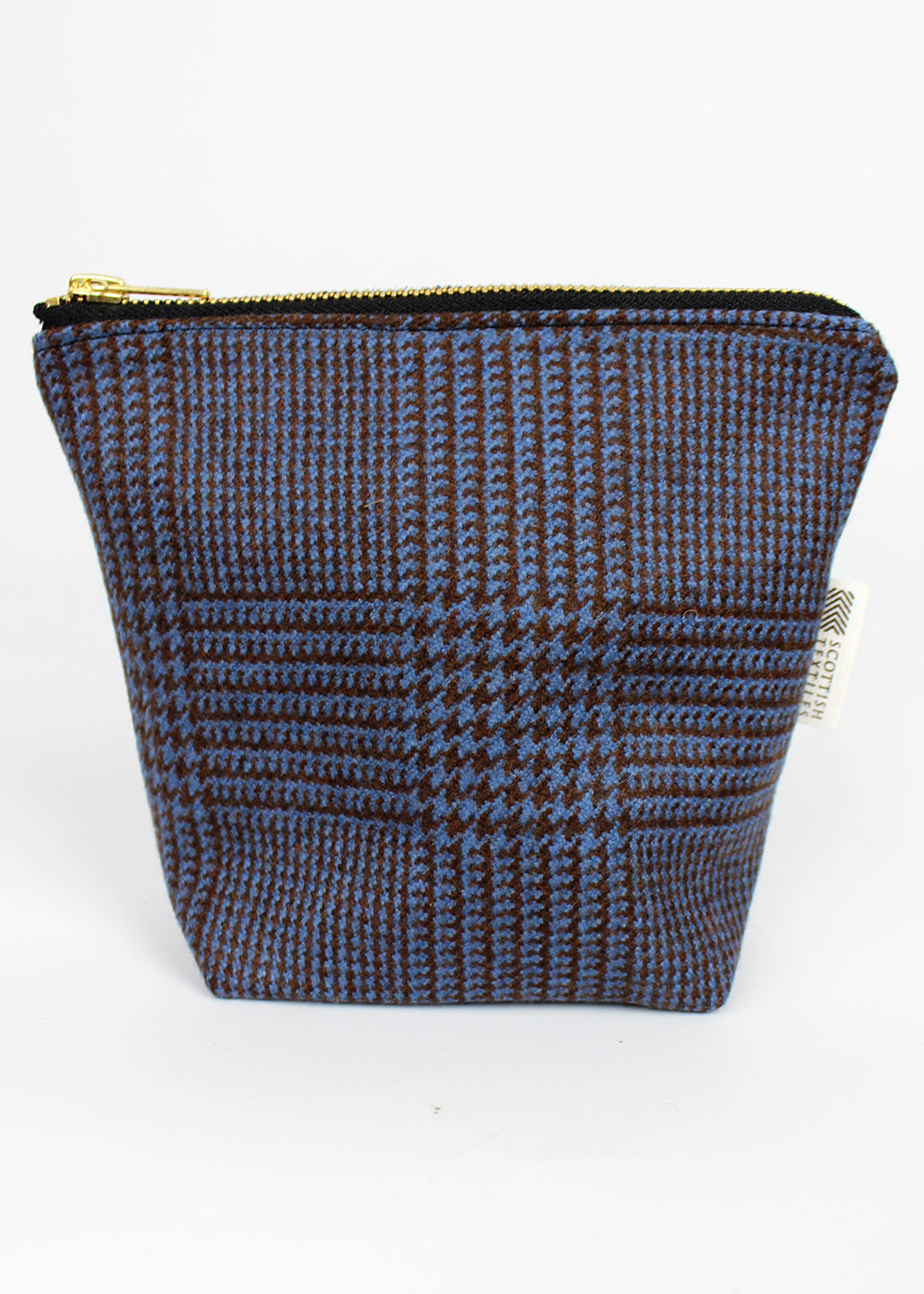 useful multi purpose bag made in store using a beautiful blue and brown tweed