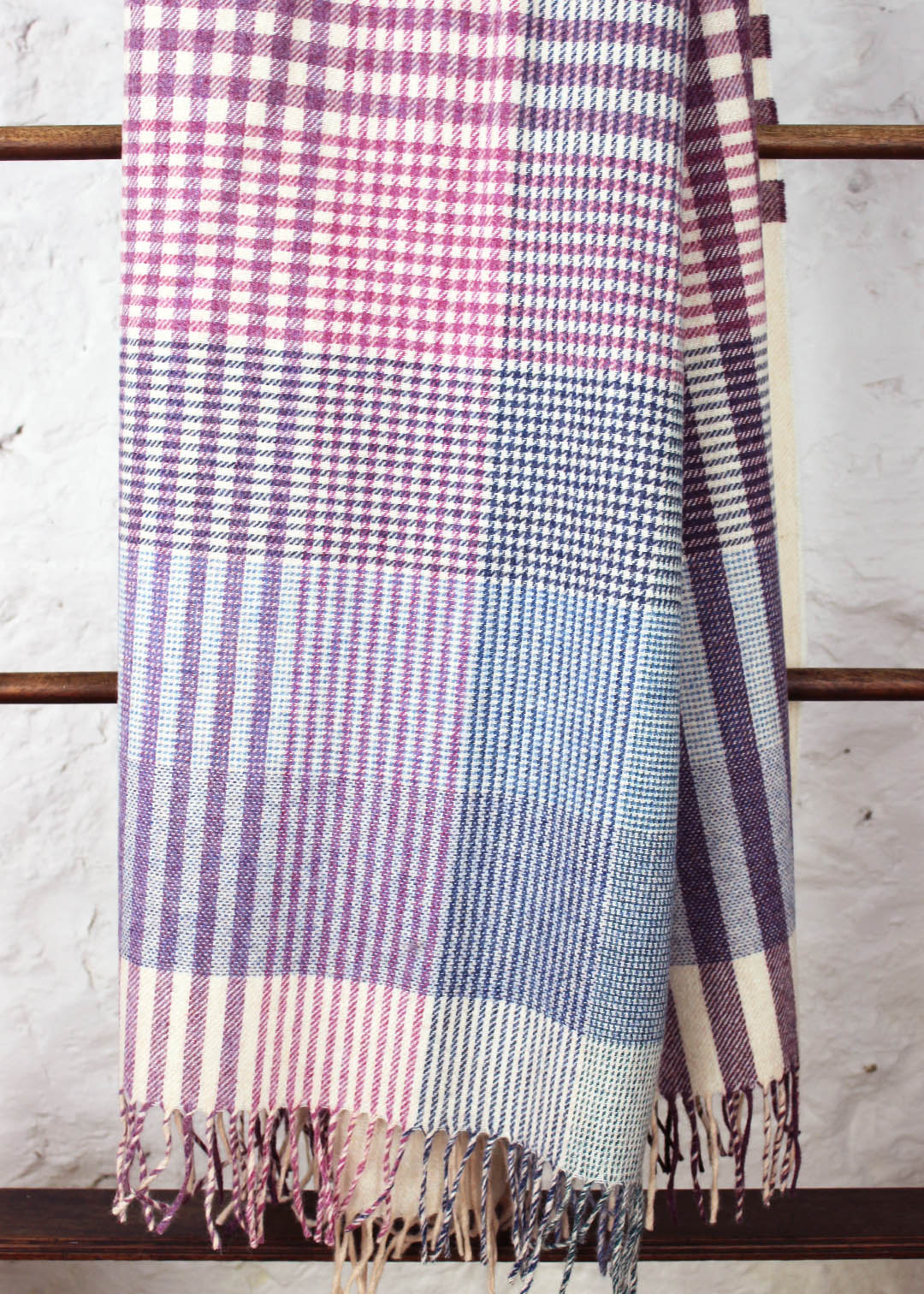 Wool throw with pastel check. Scottish Textiles Showcase.