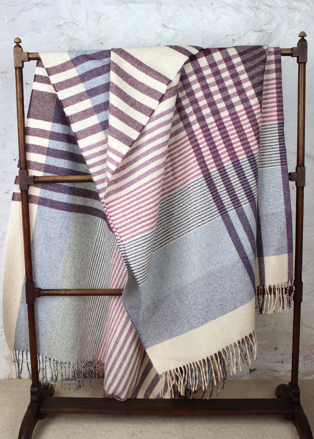 Wool throw with pastel check. Scottish Textiles Showcase.