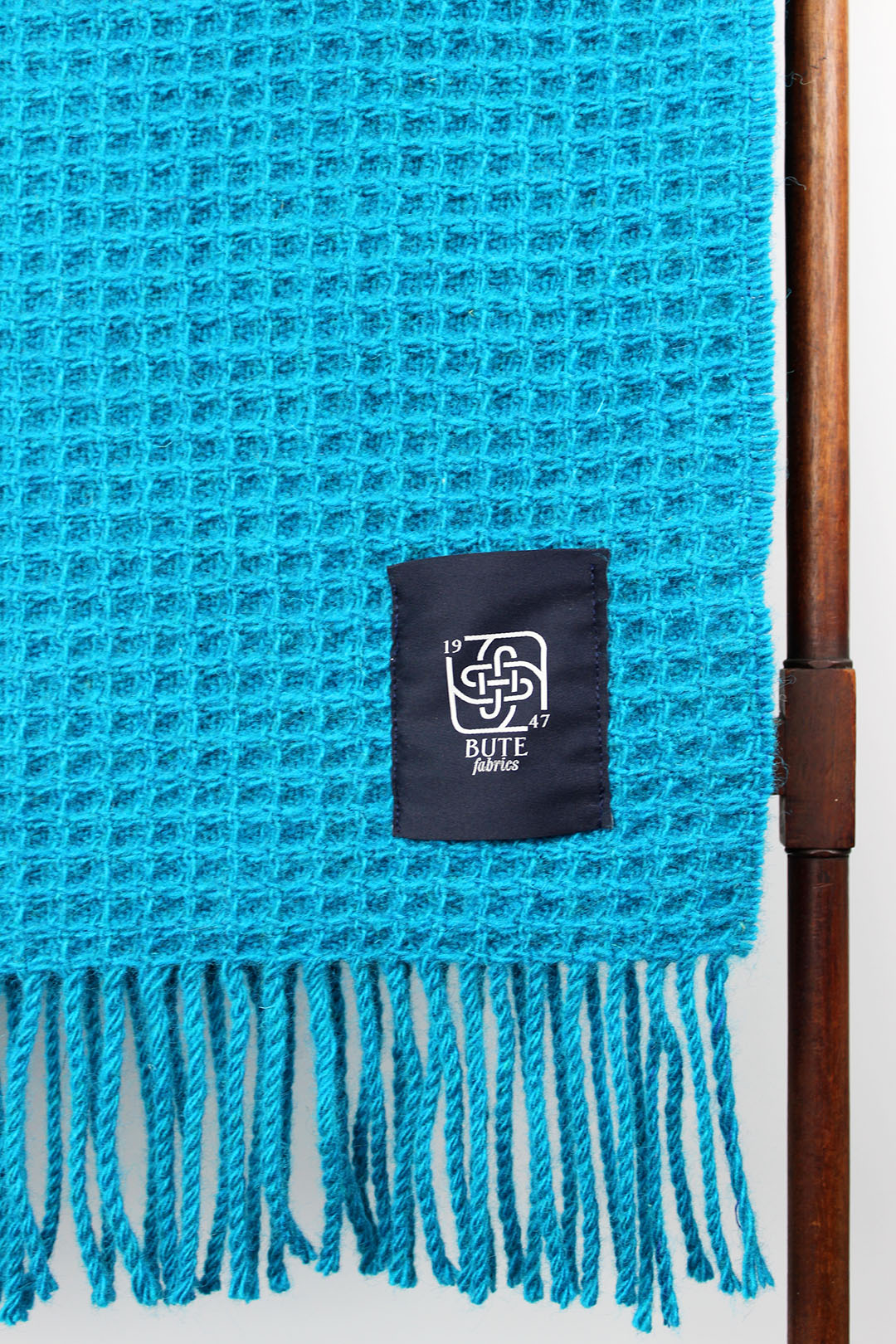 Bute waffle throw in Turquoise