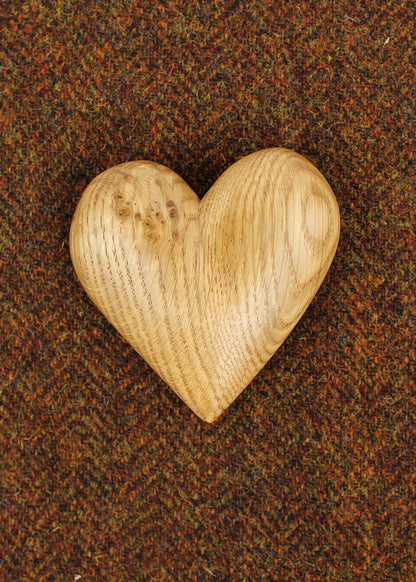 Hand carved wooden heart in Oak.