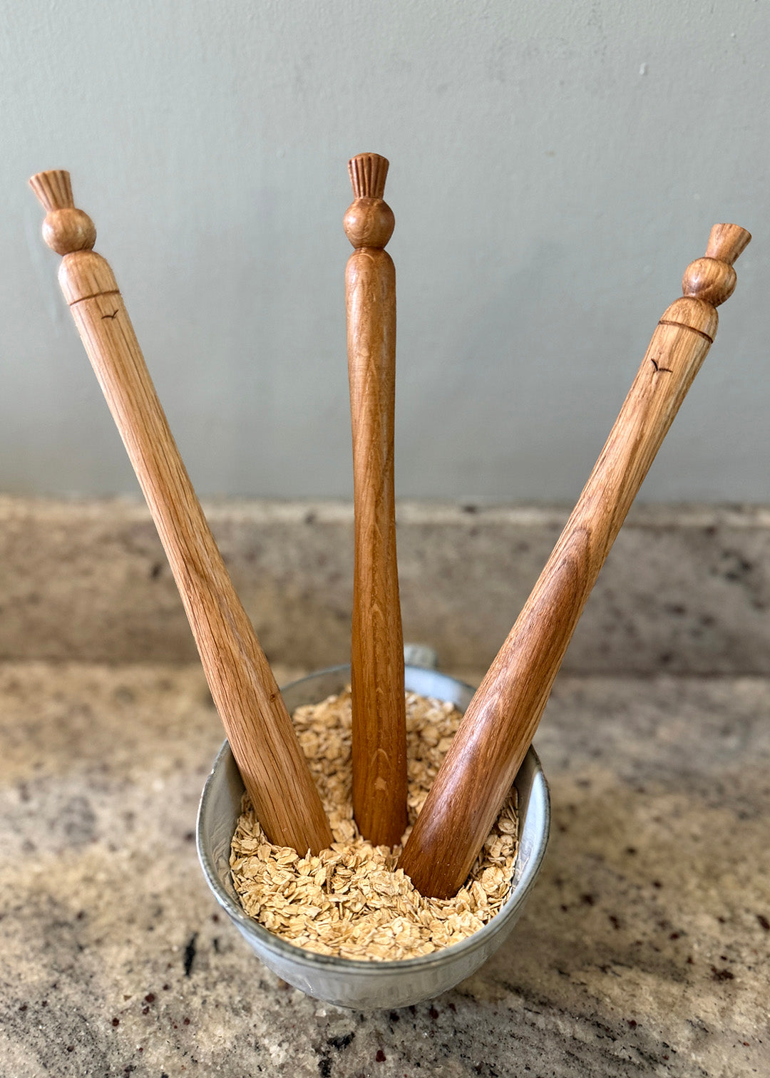 Wooden spurtles hand carved in Fife. Scottish Textiles Showcase