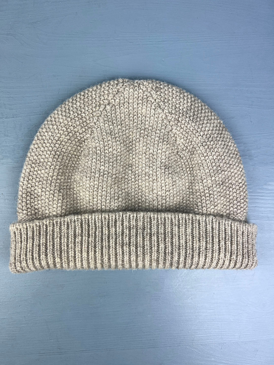 Textured knit hat in natural, un-dyed British wool.