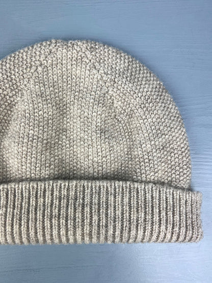 Textured knit hat in natural, un-dyed British wool.