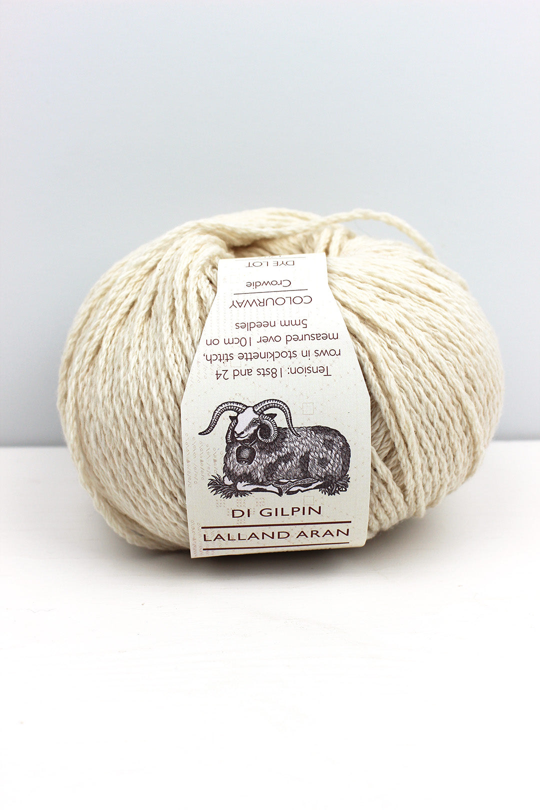 Di Gilpin aran weight yarn in creamy Crowdie colourway. Scottish Textiles Showcase