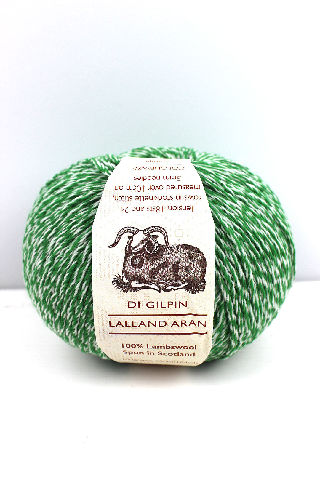 Aran weight wool inspired by the green hues in the leaves of a lovage plant.