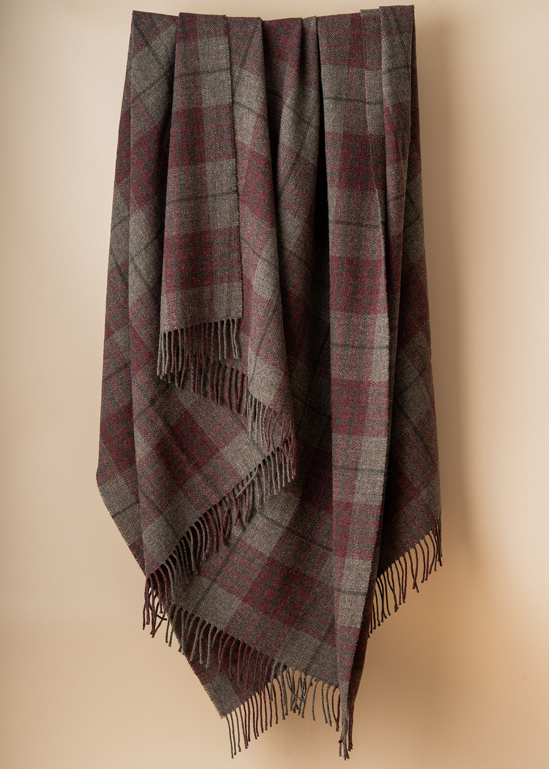 Scottish wool throw woven in grey and purple Duncan Chisholm.