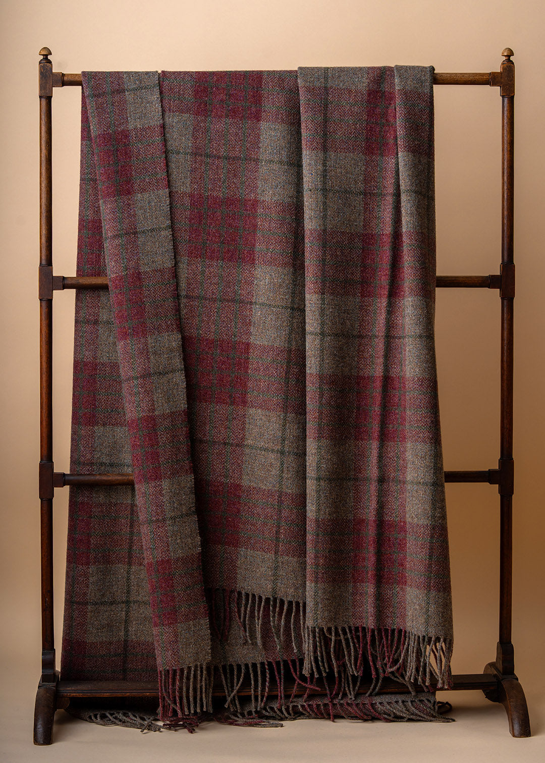 Scottish wool throw woven in grey and purple Duncan Chisholm.