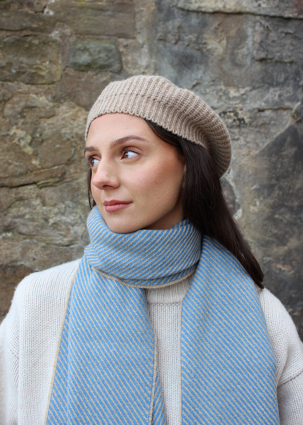 Lambswool beret with pom pom. Scottish Textiles Showcase.