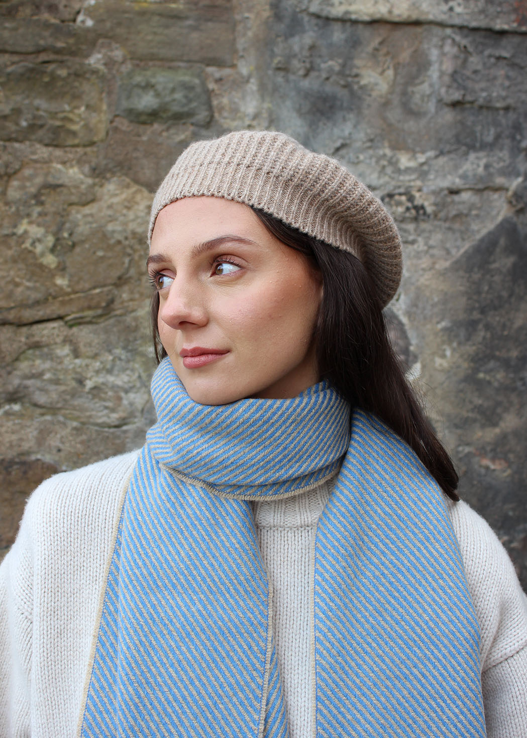 Lambswool beret with pom pom. Scottish Textiles Showcase.