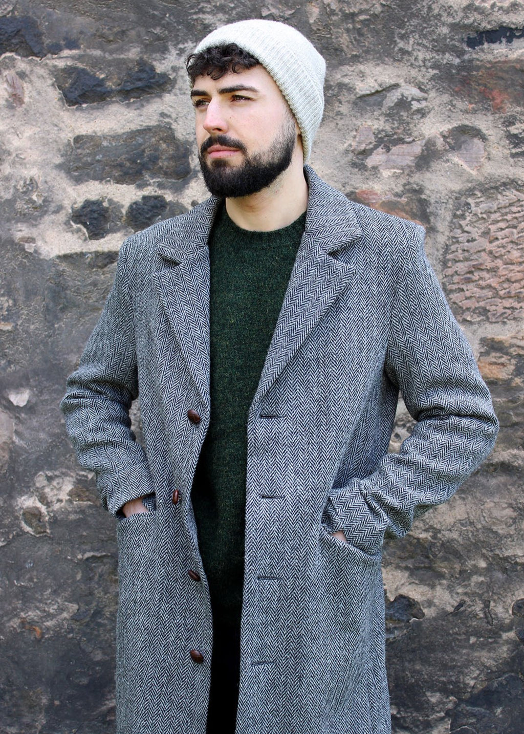 Harris Tweed MacKenzie Coat Grey Herringbone