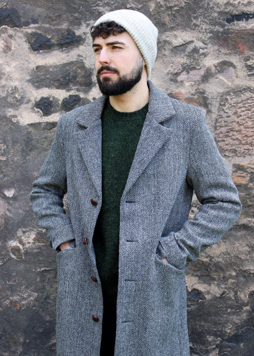 Harris Tweed MacKenzie Coat Grey Herringbone