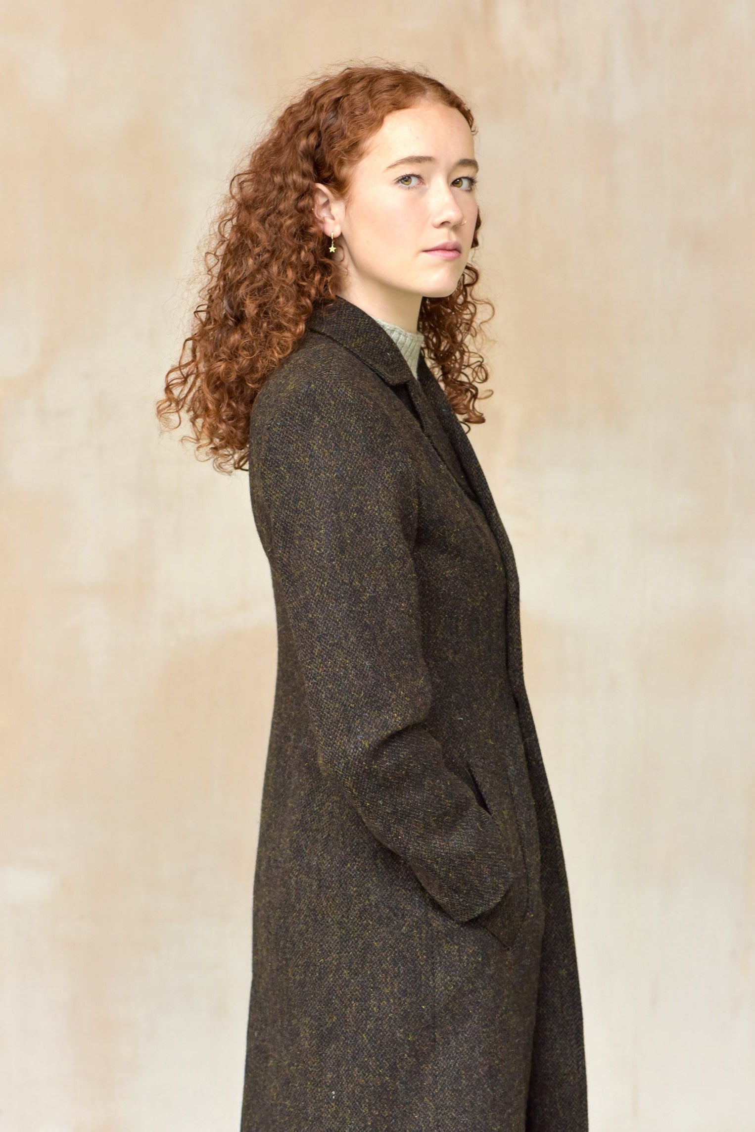 Harris Tweed Coat in brown umber