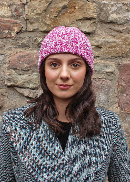 Cashmere Beanie Fuchsia Marl