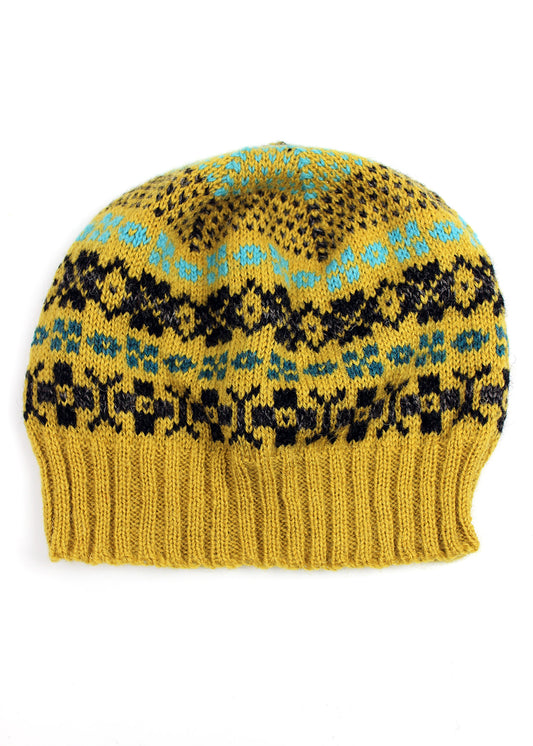 Shetland Fair Isle Hat Ochre