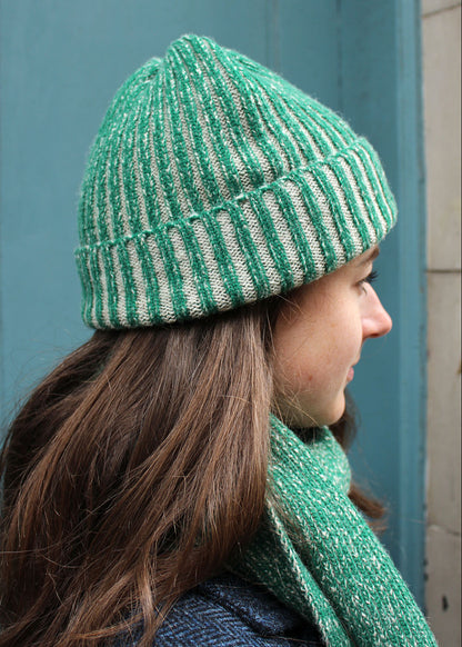 Fern green wool hat. Scottish Textiles Showcase.