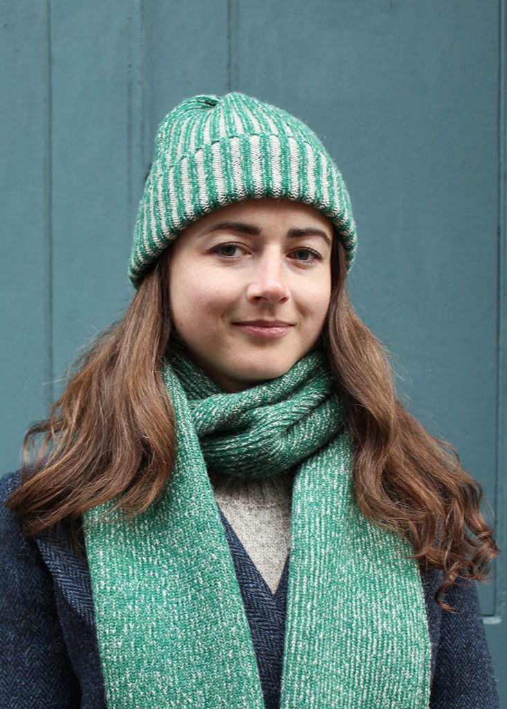 Fern green wool hat. Scottish Textiles Showcase.