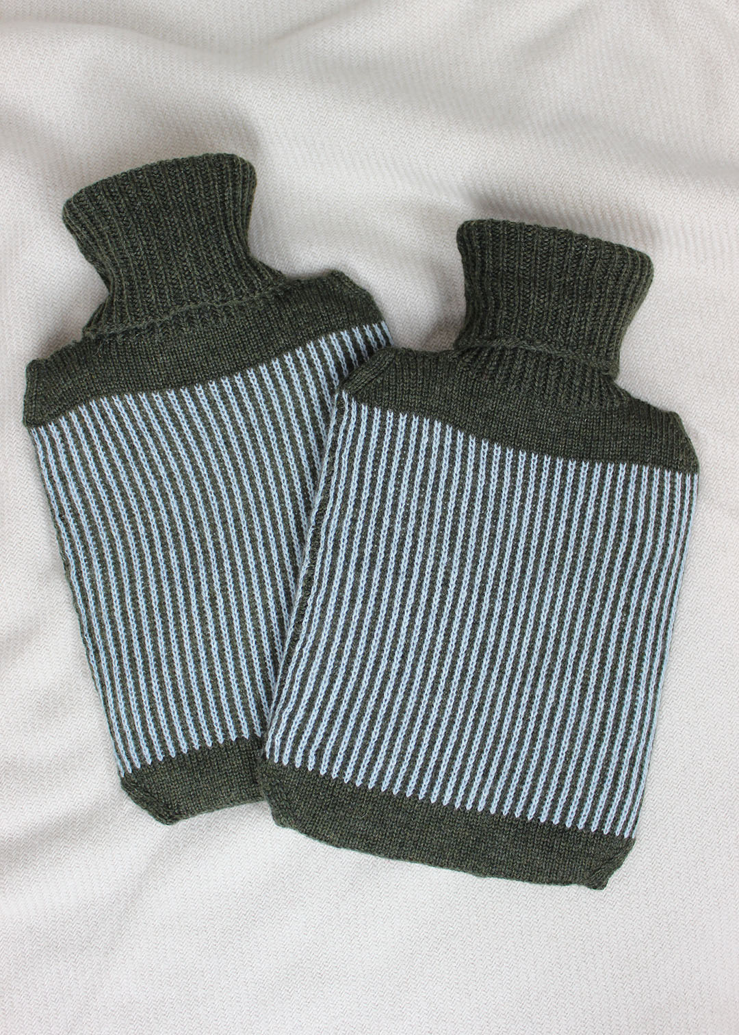 Lambswool striped hot water bottle. Scottish Textiles Showcase.