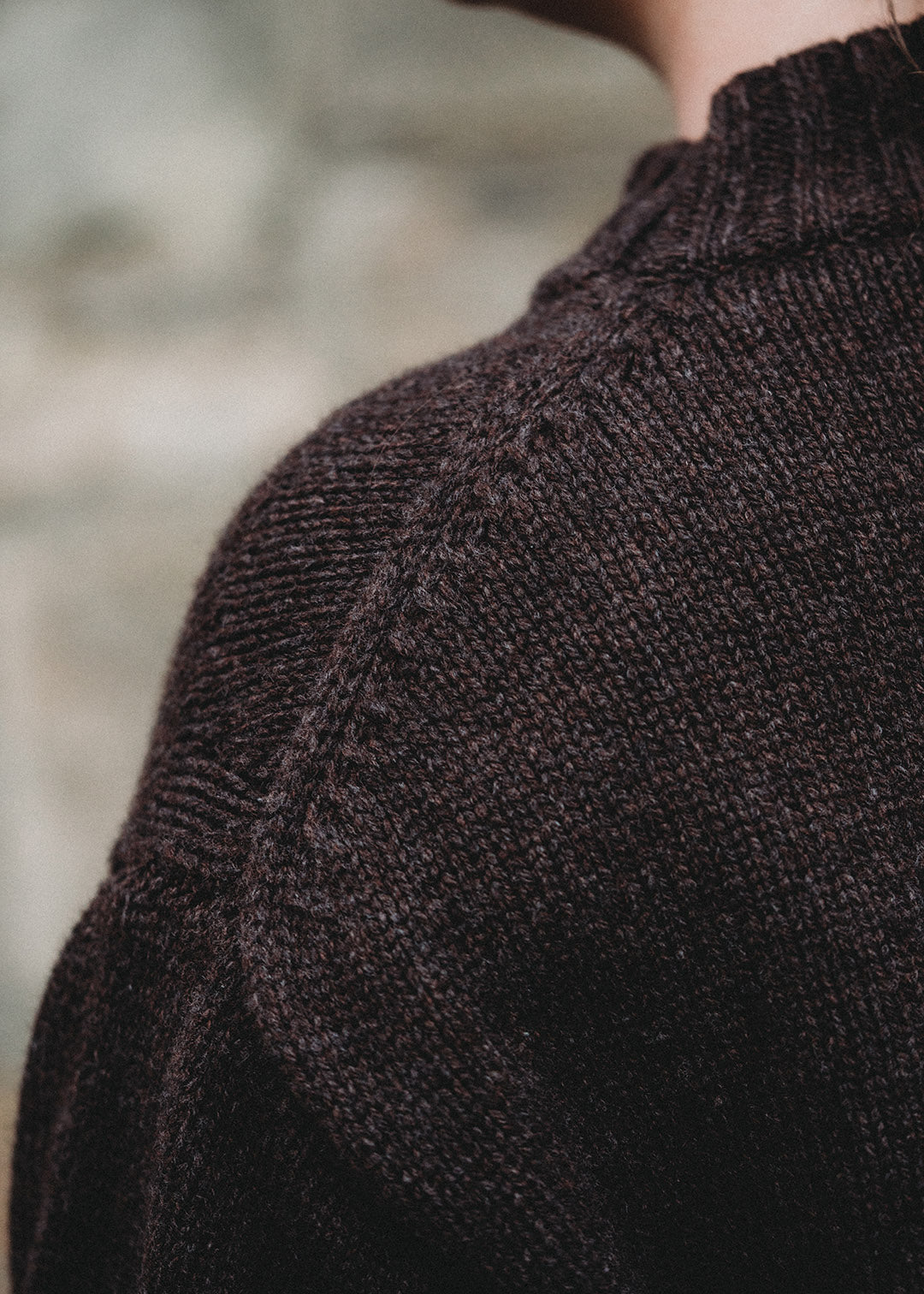 Lambswool porcupine jumper shown on model.