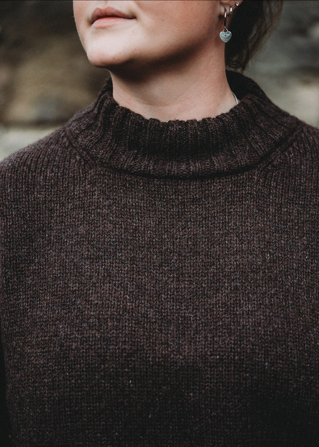 Lambswool porcupine jumper shown on model.