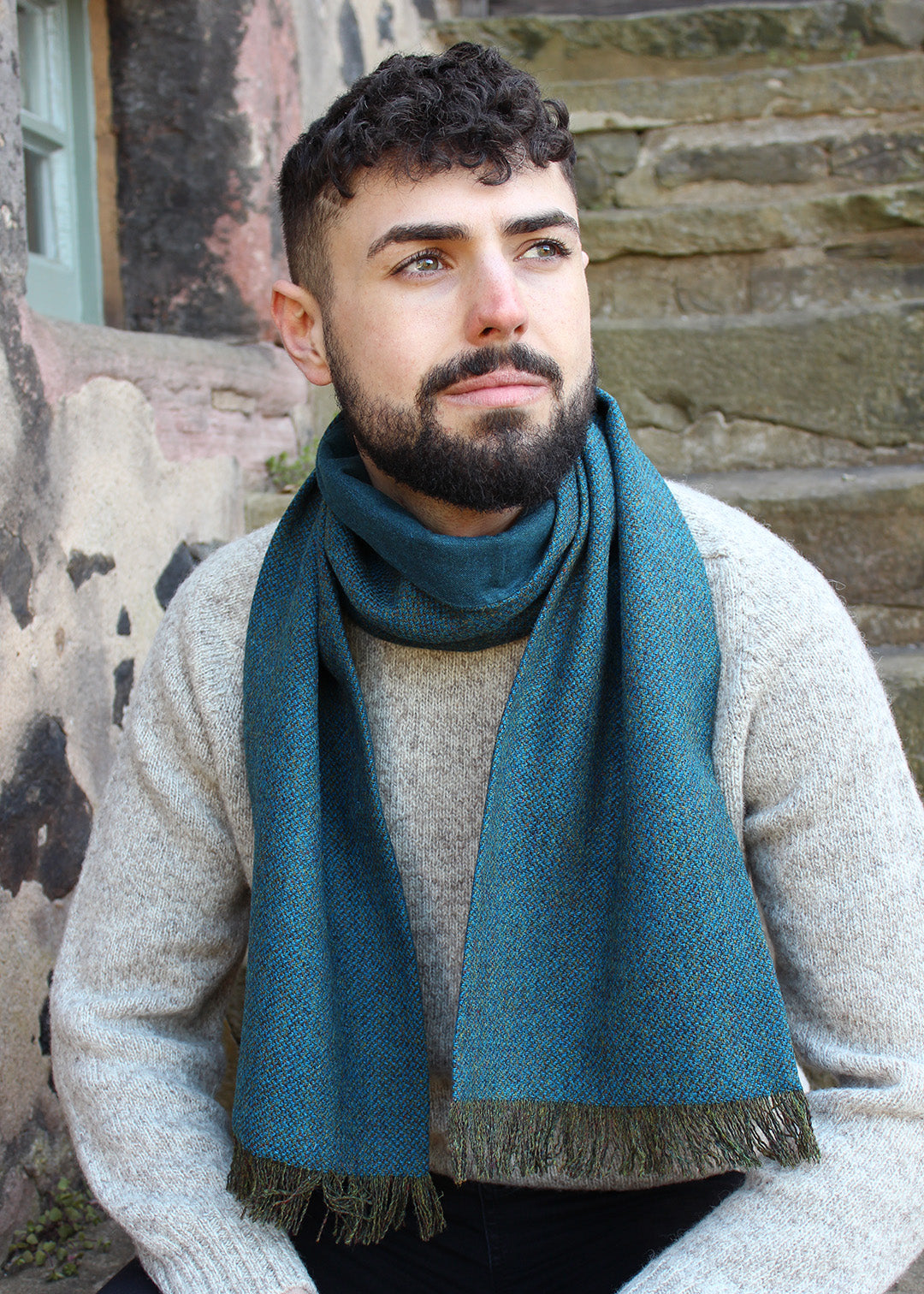 Harris Tweed Scarf Hebridean Blue