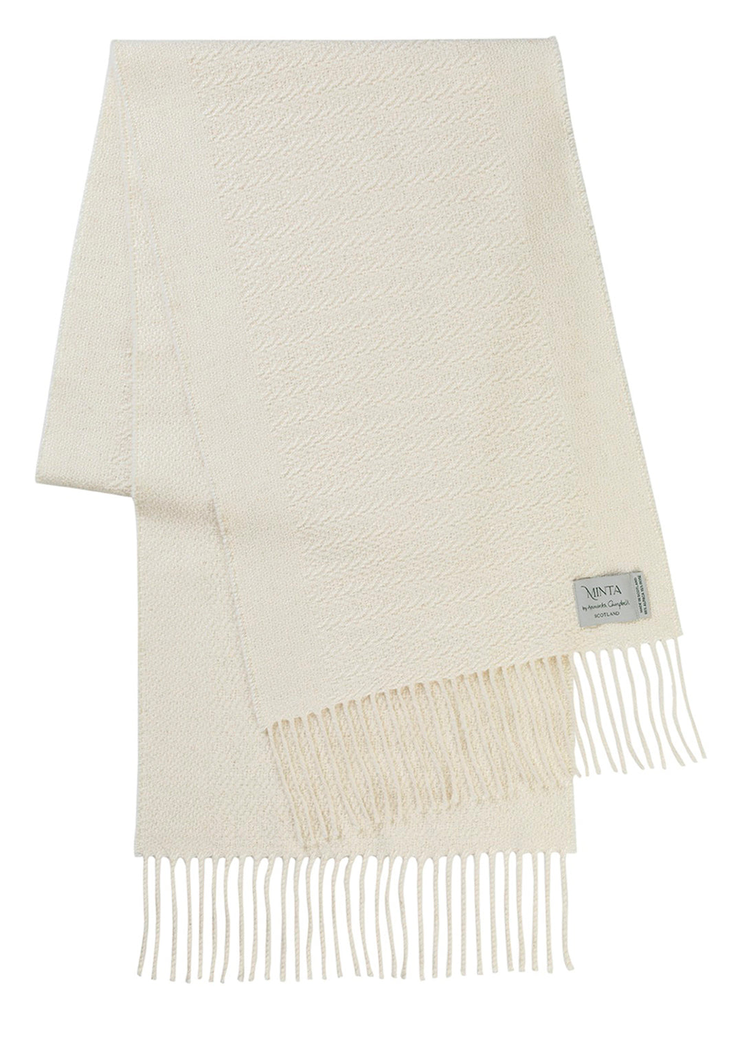Un-dyed alpaca scarf in natural off-white, woven in a harvest grain design.