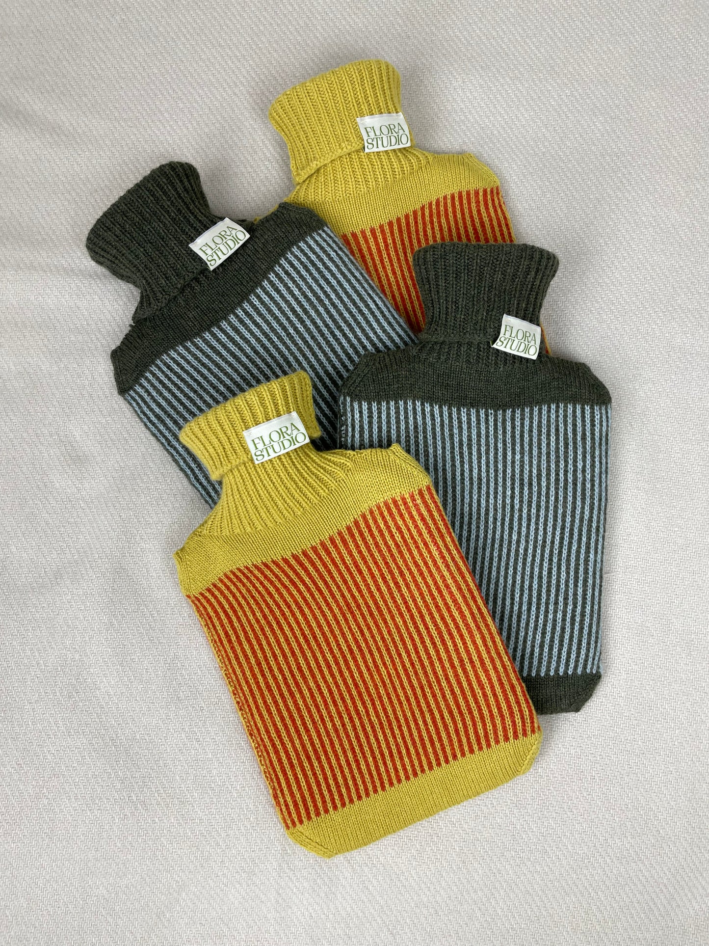 Stripe Hot Water Bottle Olive