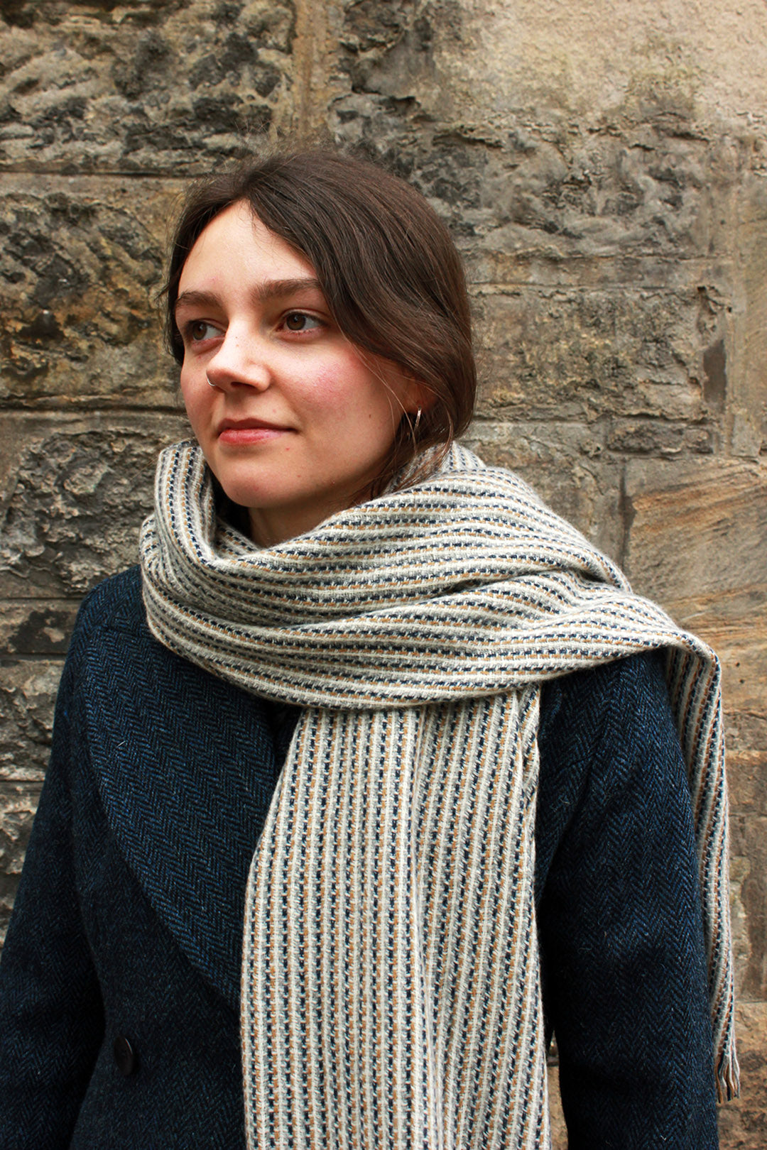 100% Cashmere Scarf in barley colourway. Scottish Textiles Showcase