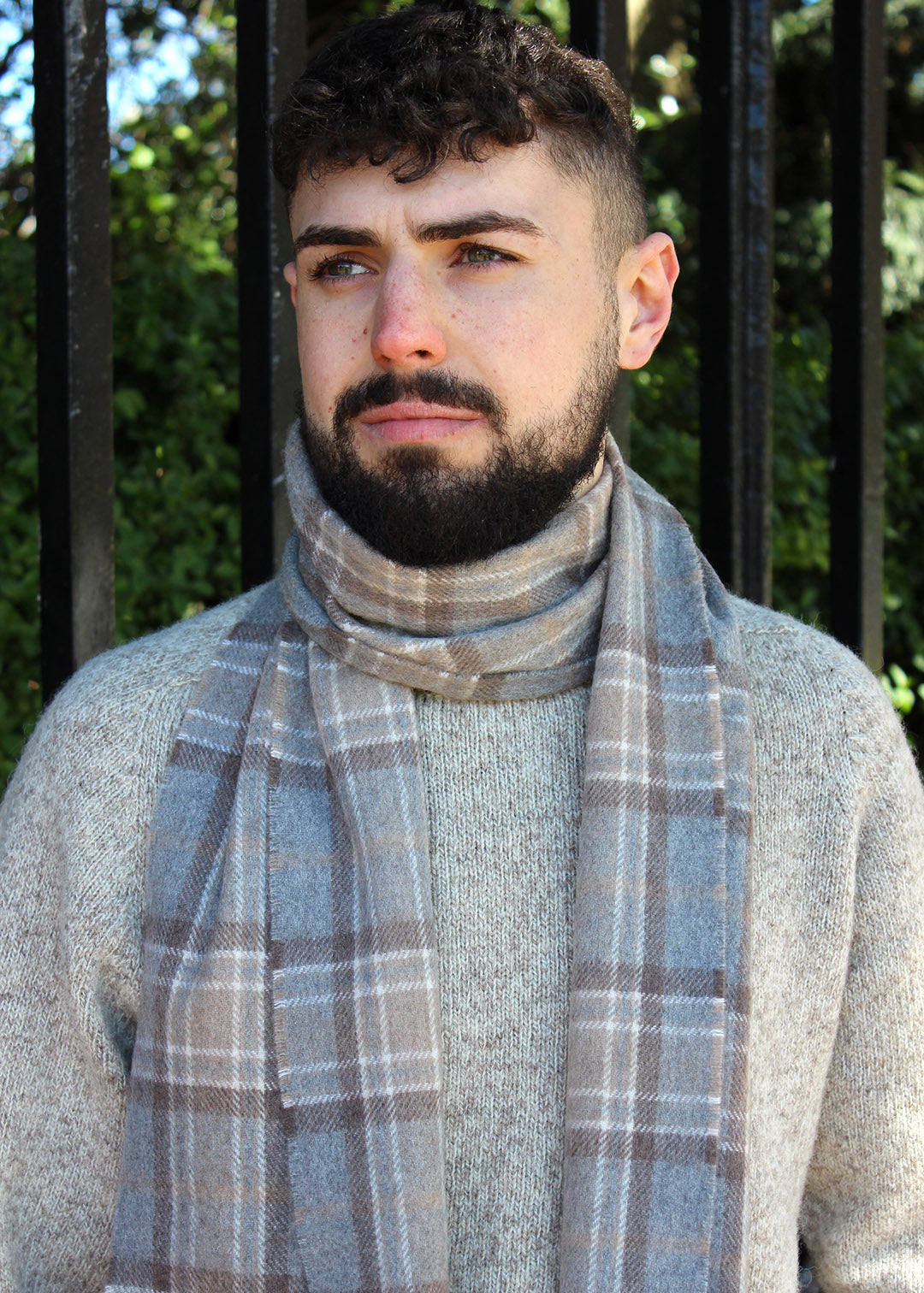 Kinalba 100% cashmere scarf in MacKellar tartan. Scottish Textiles Showcase.