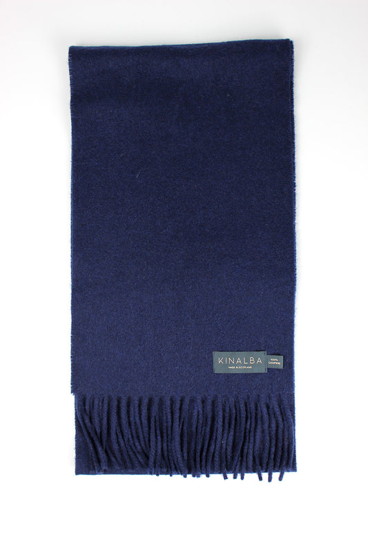 Kinalba 100% cashmere scarf Navy. Scottish Textiles Showcase.