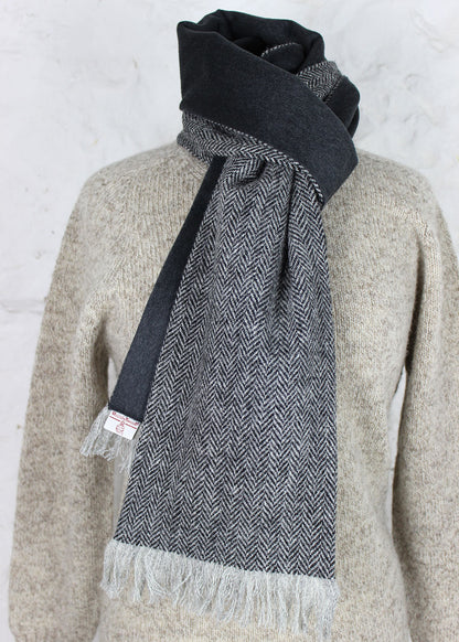 Harris Tweed Scarf Grey Herringbone