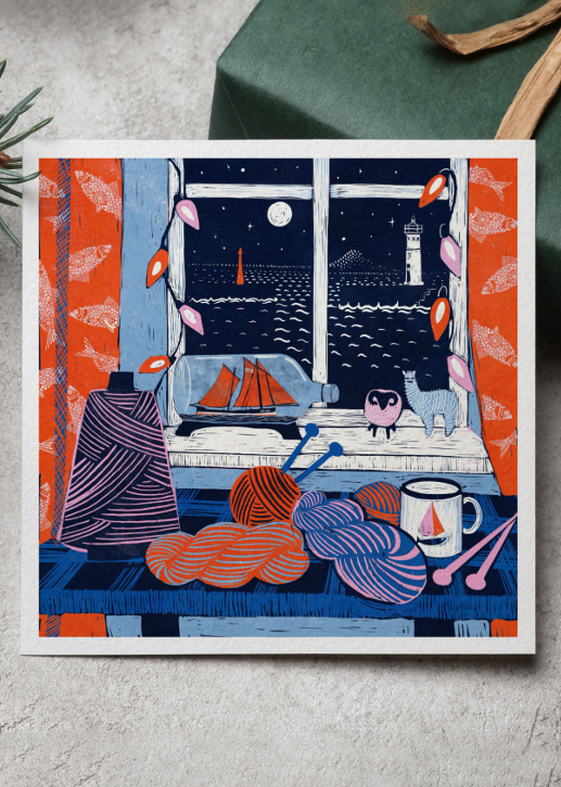 A Knitter's View Greetings Card