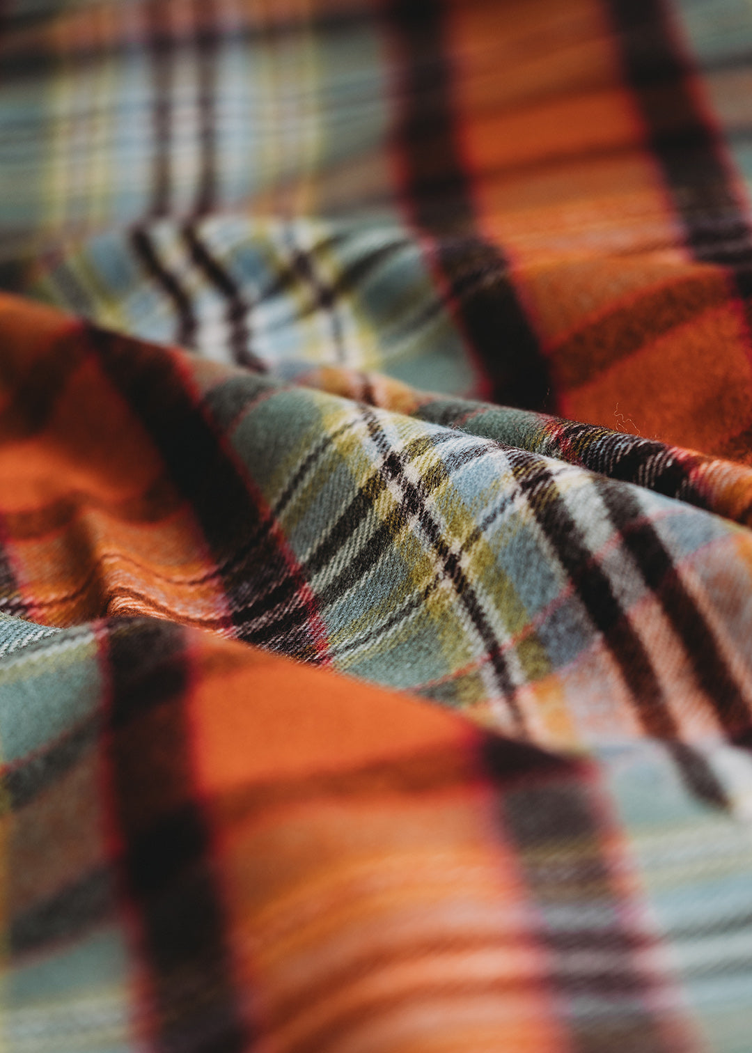 Lambswool blanket in Dundee old weathered tartan.