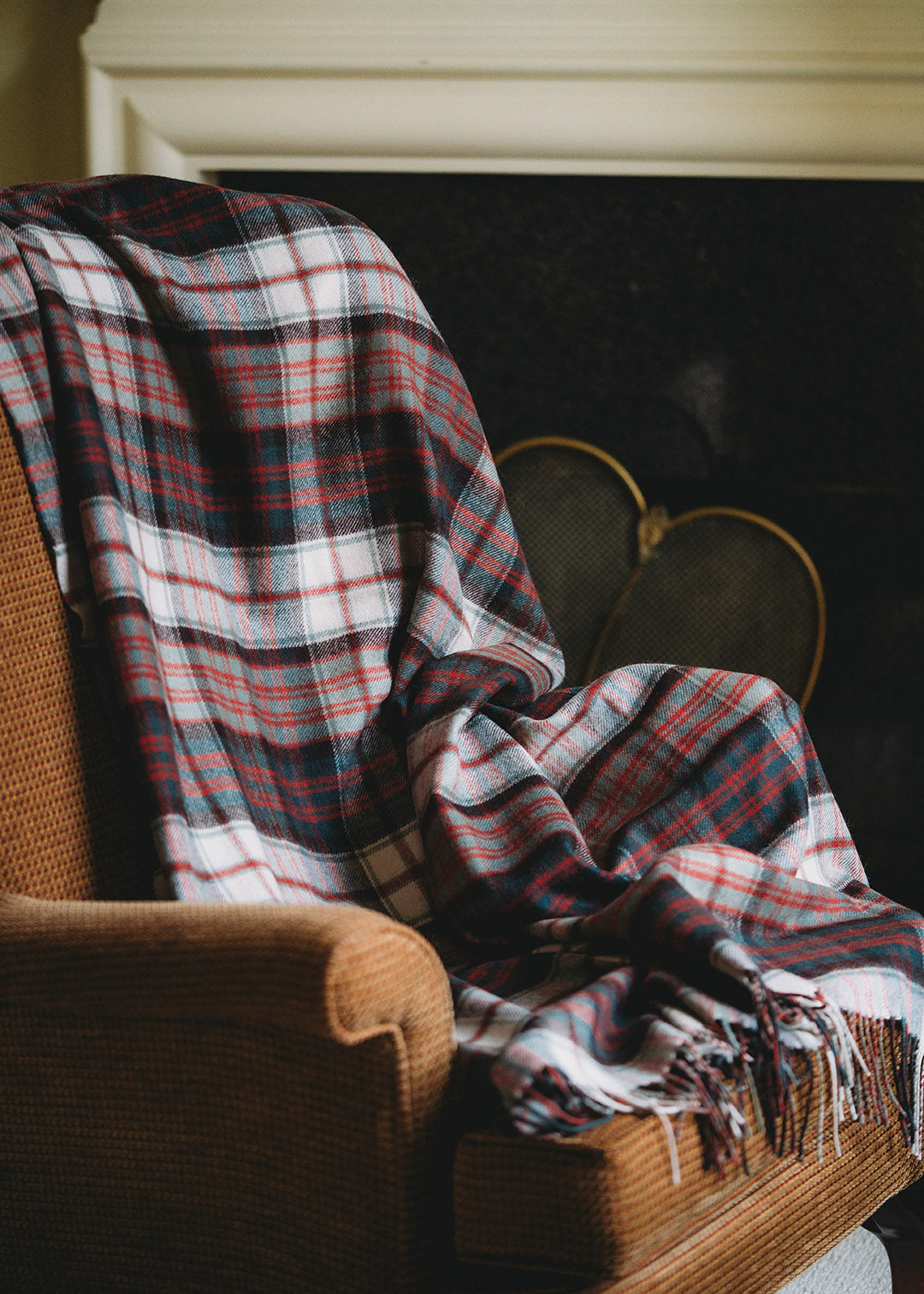 Lambswool blanket woven in MacDonald Dress tartan.