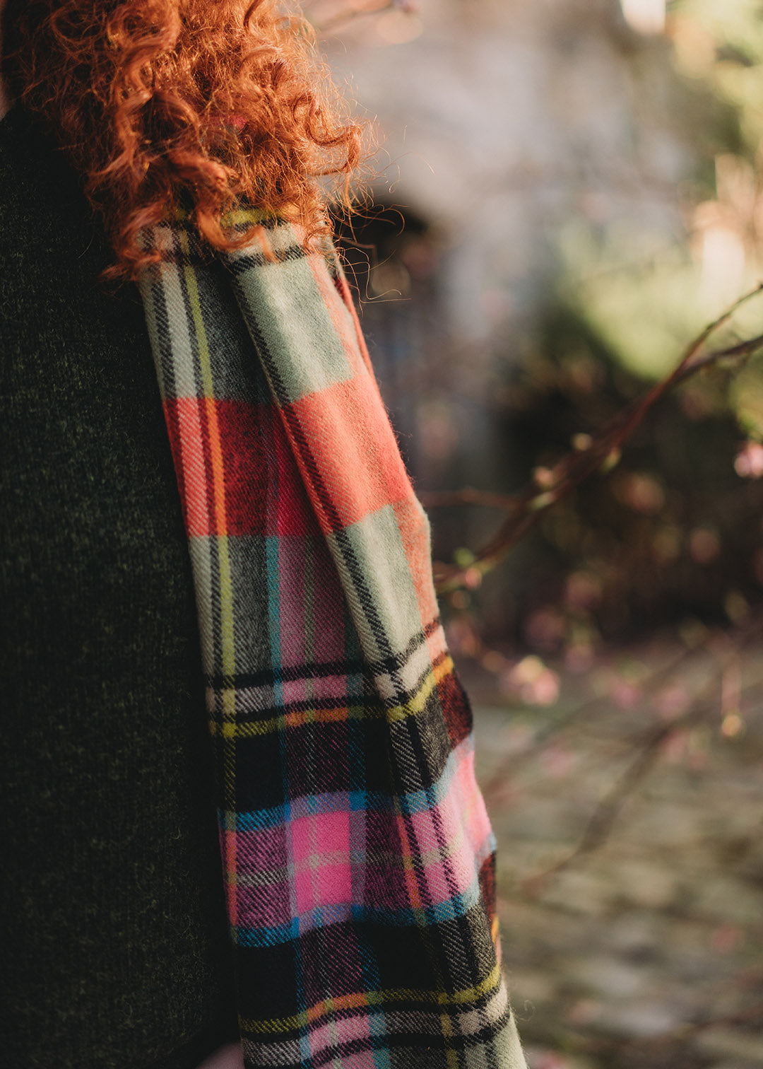 Lambswool tartan blanket stole in Bruce of Kinnaird tartan. 